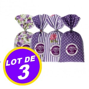 Lot de 3 chapelets de 4 sachets de fleurs de lavande.Collection "Lubéron violet".
